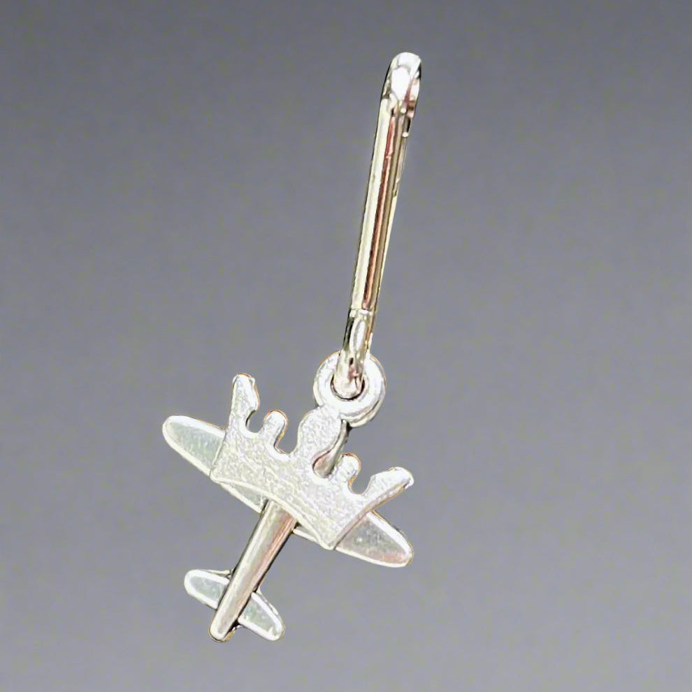 Airplane with Crown Zipper Pull Charm