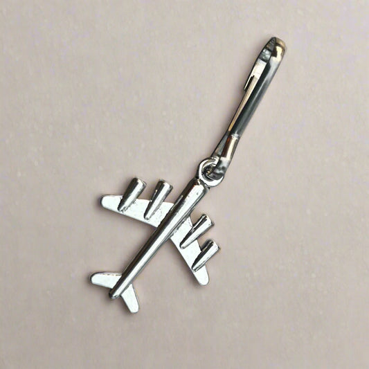 Silvertone Large 4-engine Airplane Zipper Pull