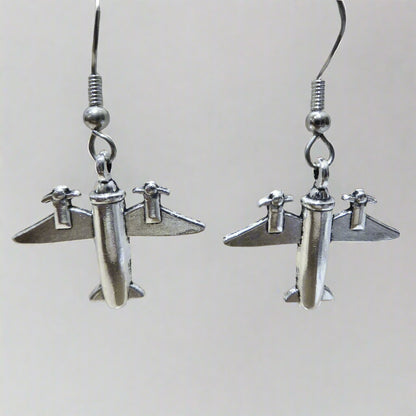 Silvertone Large Twin Engine Airplane Earings