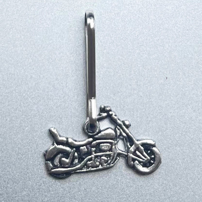 Silvertone Motorcycle Zipper Pull