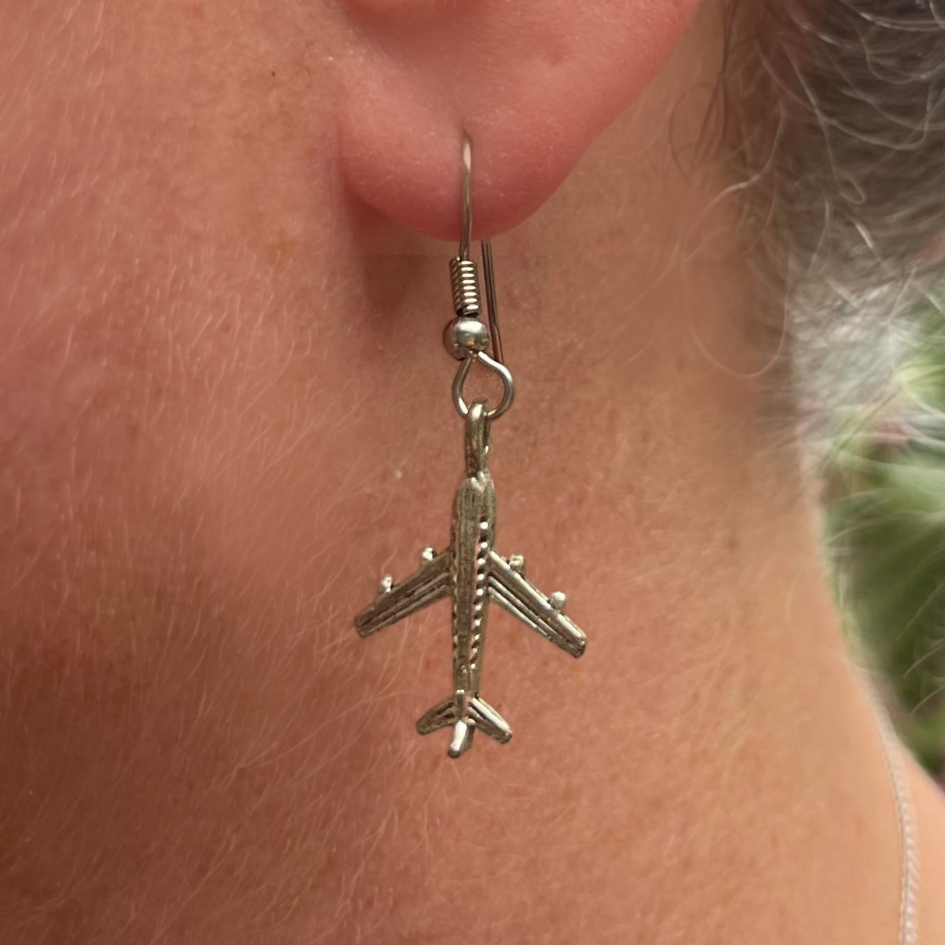 Silvertone Airline Earring